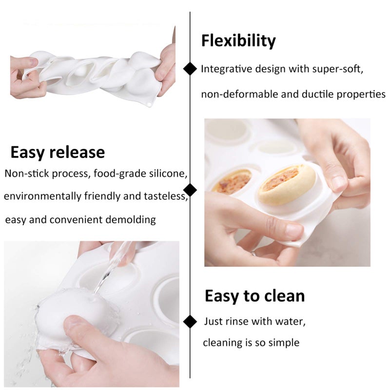 W WBLD Silicone Cake Mold for Baking，8 Holes 3D Stone Round Shape Silicone Mousse Cake Pop Form,Non-Stick Candy Chocolate Jelly Baking Mould Tray,Pastry Cheesecake Pudding Bread Decorating Tool for Homemade - Image 3